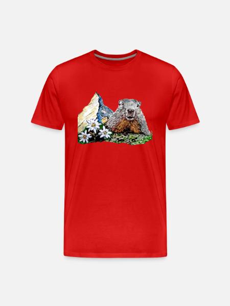 Silhouette Alps Matterhorn Marmot - Men's Premium Organic T-Shirt - red