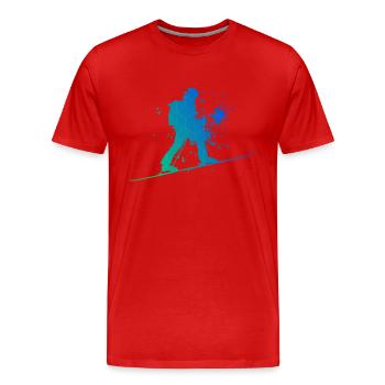 Herren Damen Ski Touring Ski Mountaineering - Männer Premium Bio T-Shirt - Rot - Vorne - Damien (186cm)