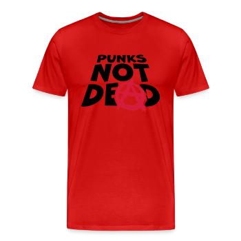 punks not dead quote - Men's Premium Organic T-Shirt - red - Front - Damien (186cm)
