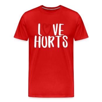 l’amour blesse l’amour police drôle dire - T-shirt bio Premium Homme - rouge - Devant - Damien (186cm)