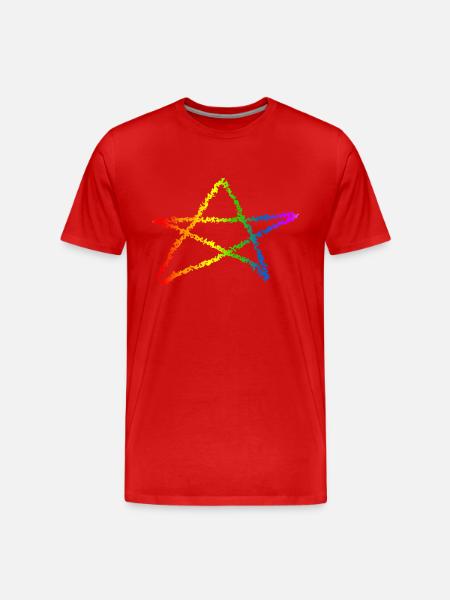 Pentagram regnbue farver gotisk goth okkult - Herre Premium T-shirt økologisk - rød