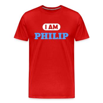Philip Namenszusatz für stolze Philips - Männer Premium Bio T-Shirt - Rot - Vorne - Damien (186cm)