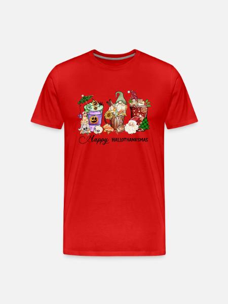 Happy Hallothanksmas - Men's Premium Organic T-Shirt - red