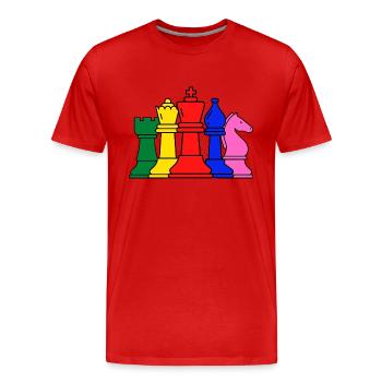Pièces d’échecs - T-shirt bio Premium Homme - rouge - Devant - Damien (186cm)