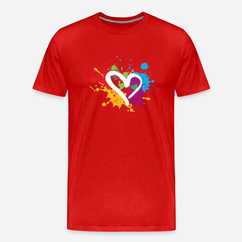 herz,bunt,klecks,farbklecks,bunt - Männer Premium Bio T-Shirt - Rot