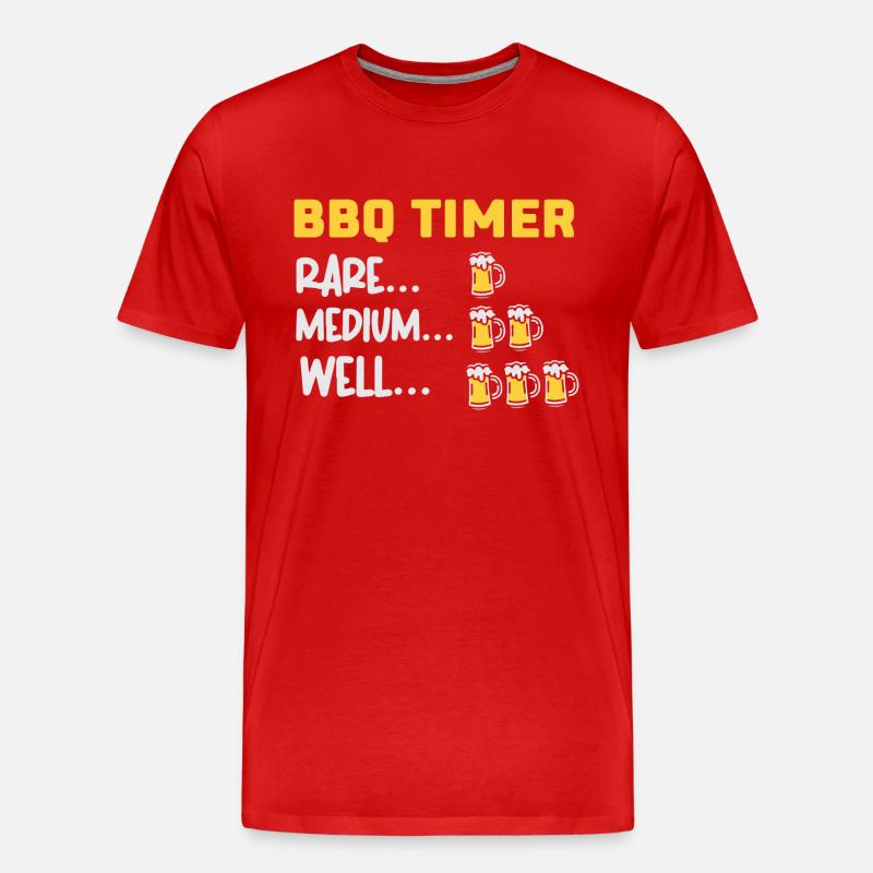 BBQ Timer - Männer Premium Bio T-Shirt - Rot