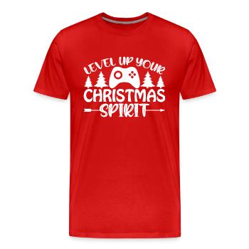 Passez au niveau supérieur Noël - T-shirt bio Premium Homme - rouge - Devant - Damien (186cm)