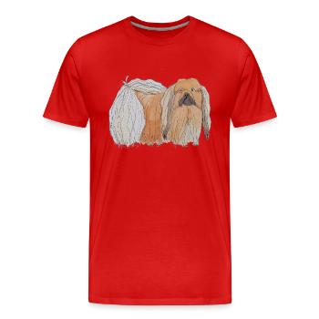 Pékinois - amusant - T-shirt bio Premium Homme - rouge - Devant - Damien (186cm)