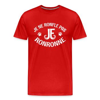 je ronfle pas je ronronne - T-shirt bio Premium Homme - rouge - Devant - Damien (186cm)