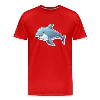 Delfin niedlich - Männer Premium Bio T-Shirt - Rot - Vorne - Damien (186cm)