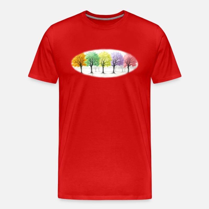 Bunt Bäume Baum Wald - Männer Premium Bio T-Shirt - Rot