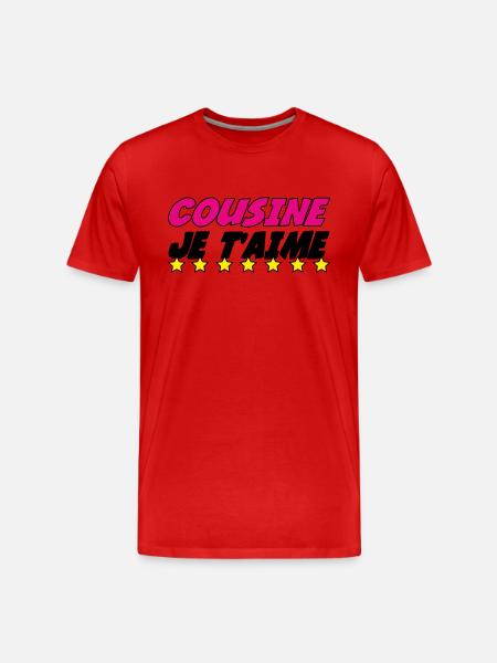 COUSINE JE t'aime - T-shirt bio Premium Homme - rouge