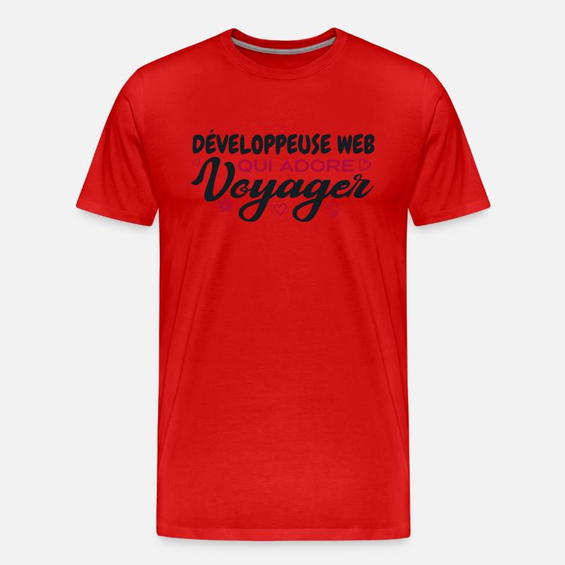 Développeuse web globe-trotteuse passionnée voyage - T-shirt bio Premium Homme - rouge