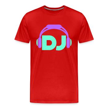 DJ Kopfhörer Musik Party Feiern Text Schriftzug - Männer Premium Bio T-Shirt - Rot - Vorne - Damien (186cm)
