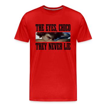 The eyes, Chico they never lie - Männer Premium Bio T-Shirt - Rot - Vorne - Damien (186cm)