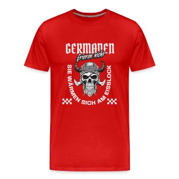 Germanen frieren nicht, sie wärmen sich am Eis! - Männer Premium Bio T-Shirt - Rot - Vorne - Damien (186cm)