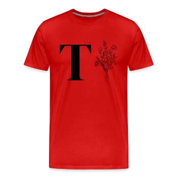 Minimalistisches Blumenmuster - Männer Premium Bio T-Shirt - Rot - Vorne - Damien (186cm)