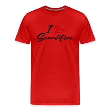 Ich Liebe Sommer - Männer Premium Bio T-Shirt - Rot - Vorne - Damien (186cm)