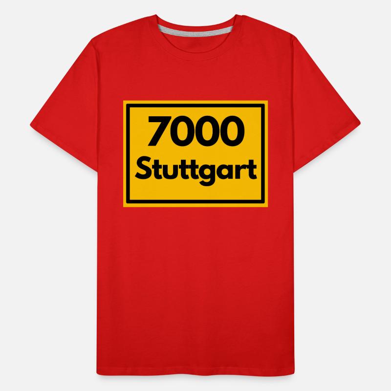 Panneau de lieu - puis Rétro urbain Code postal 7000 Stuttgart T-shirt bio Premium Homme