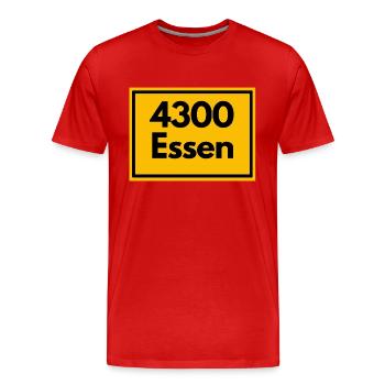 Ortsschild - damals Retro alte PLZ 4300 ESSEN - Männer Premium Bio T-Shirt - Rot - Vorne - Damien (186cm)