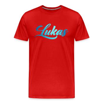 Lukas - Männer Premium Bio T-Shirt - Rot - Vorne - Damien (186cm)