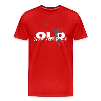 VOLLEYBALL Volleyballer-OLD SCHMETTERHAND - Männer Premium Bio T-Shirt - Rot - Vorne - Damien (186cm)
