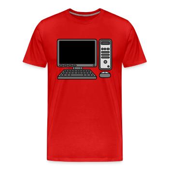 Computer Keyboard Mouse Screen - Men's Premium Organic T-Shirt - red - Front - Damien (186cm)