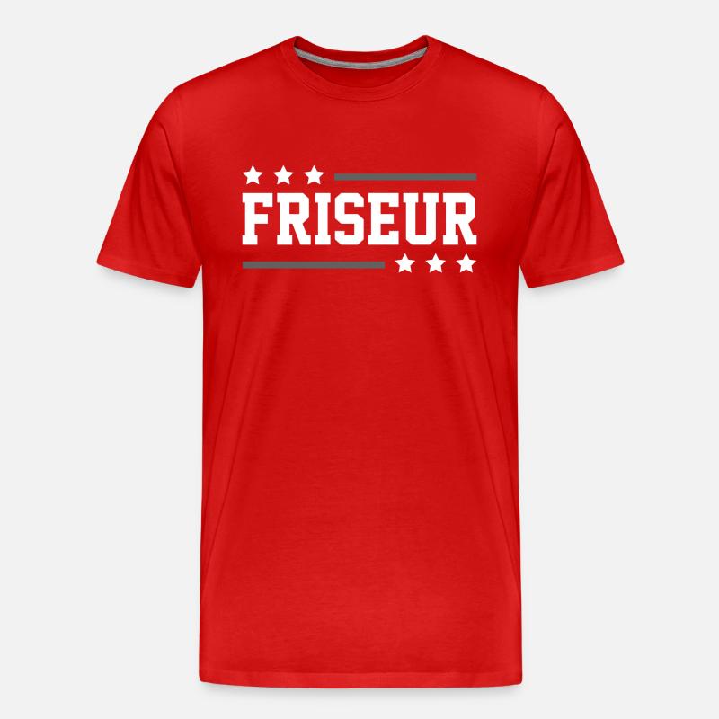 Friseur Beruf - Männer Premium Bio T-Shirt - Rot