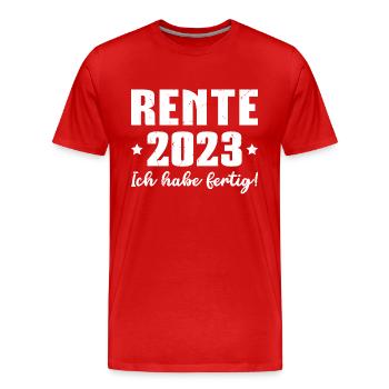 Rente 2023 Pension Ruhestand Rentner - Männer Premium Bio T-Shirt - Rot - Vorne - Damien (186cm)