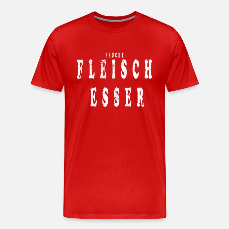 Fruchtfleischesser Vegan Fun Spruch - Männer Premium Bio T-Shirt - Rot