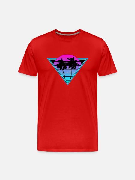 Retro Palm Trees - Men's Premium Organic T-Shirt - red