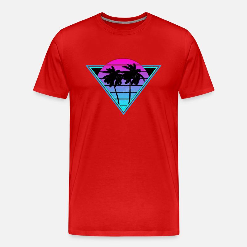Retro-Palmen - Männer Premium Bio T-Shirt - Rot