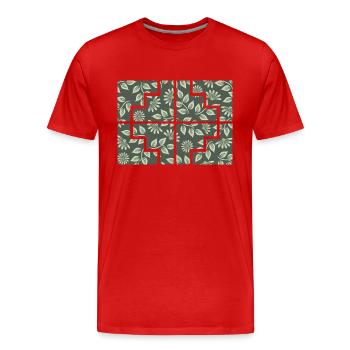 Plante géométrique - T-shirt bio Premium Homme - rouge - Devant - Damien (186cm)
