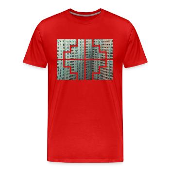 Collors géométriques - T-shirt bio Premium Homme - rouge - Devant - Damien (186cm)