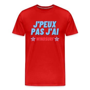 J peux pas j ai windsurf - T-shirt bio Premium Homme - rouge - Devant - Damien (186cm)