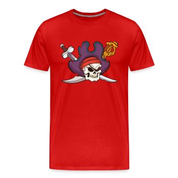 Crâne de pirate - T-shirt bio Premium Homme - rouge - Devant - Damien (186cm)
