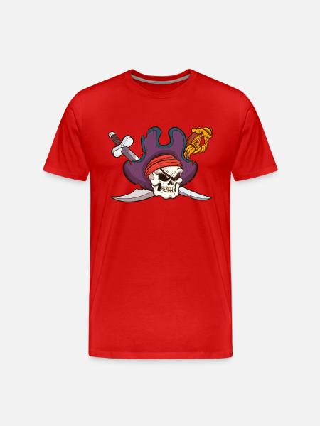 Pirate Skull - Men's Premium Organic T-Shirt - red