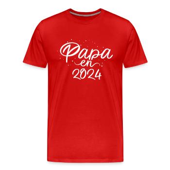 Papa en 2024 - T-shirt bio Premium Homme - rouge - Devant - Damien (186cm)