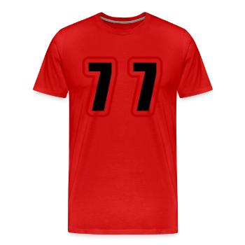 77 Number College - Men's Premium Organic T-Shirt - red - Front - Damien (186cm)