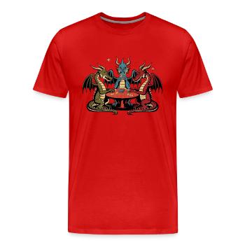 Drachen-Spielkarten - Männer Premium Bio T-Shirt - Rot - Vorne - Damien (186cm)