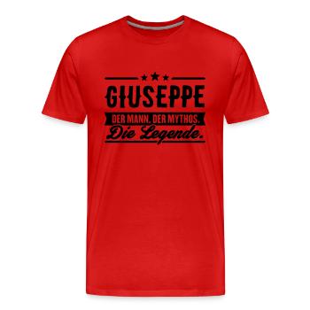 Mann Mythos Legende Giuseppe - Männer Premium Bio T-Shirt - Rot - Vorne - Damien (186cm)