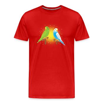 deux perruches vertes et bleues - T-shirt bio Premium Homme - rouge - Devant - Damien (186cm)
