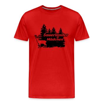 Sauerländer Mädchen - Männer Premium Bio T-Shirt - Rot - Vorne - Damien (186cm)
