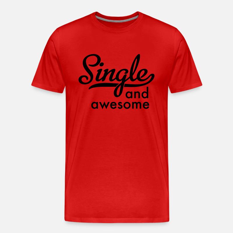 single and awesome - Männer Premium Bio T-Shirt - Rot