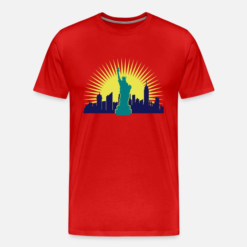 Sonne Hochhäuser Freiheitsstatue - Männer Premium Bio T-Shirt - Rot