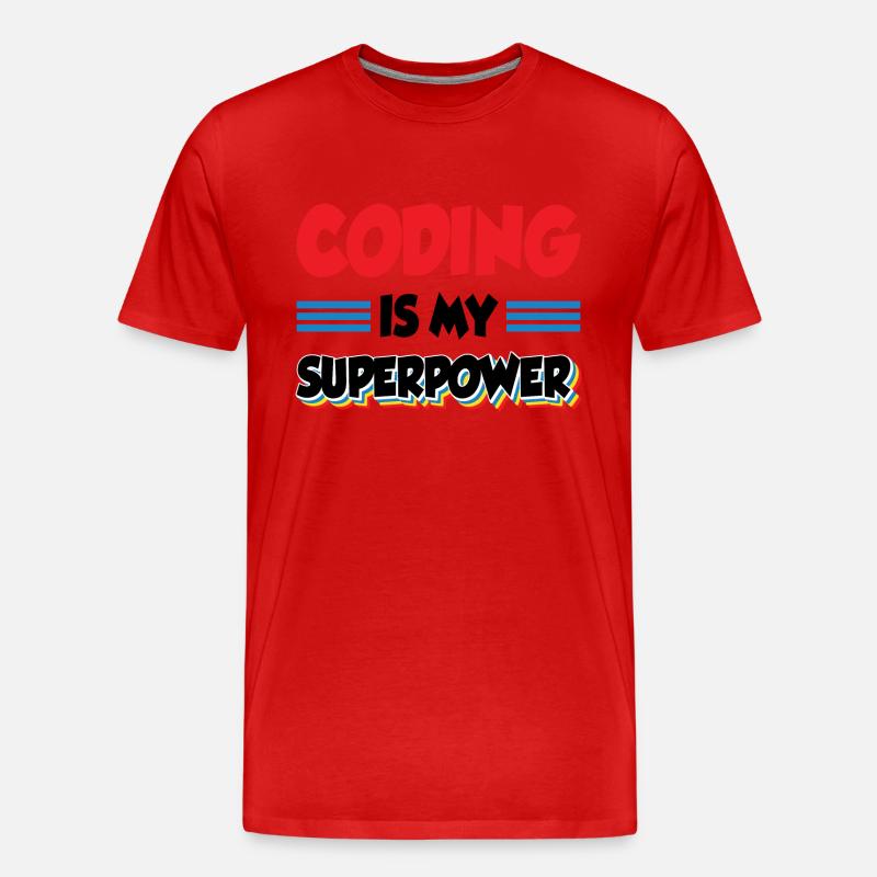 Coding Is My Superpower Programming Coder Computer - Männer Premium Bio T-Shirt - Rot
