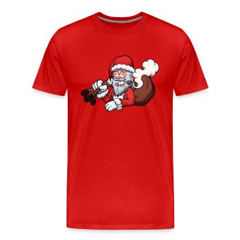 Weihnachtsmann raucht einen Joint - Männer Premium Bio T-Shirt - Rot - Vorne - Damien (186cm)