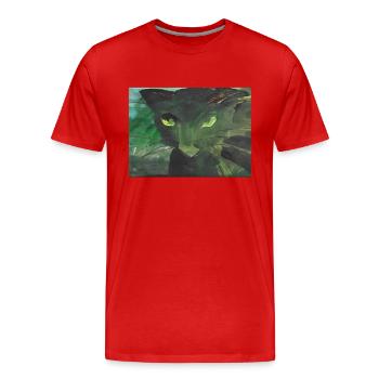 schwarze Katze - Männer Premium Bio T-Shirt - Rot - Vorne - Damien (186cm)