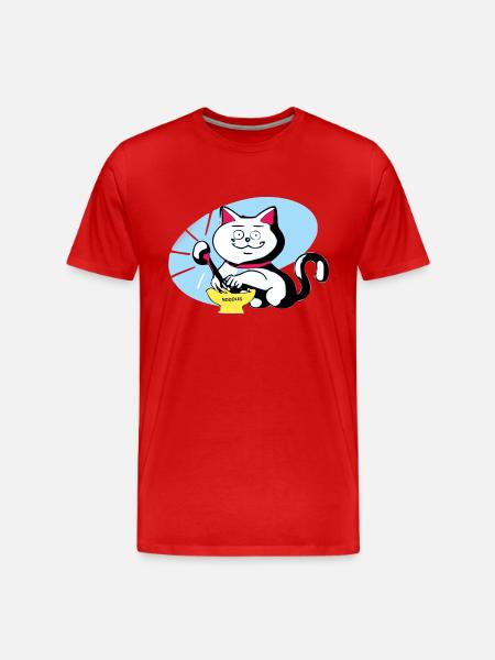Chat et ramen - T-shirt bio Premium Homme - rouge