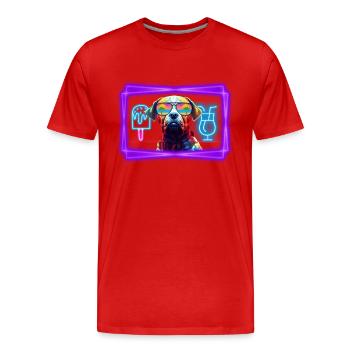 Neon dog - Men's Premium Organic T-Shirt - red - Front - Damien (186cm)